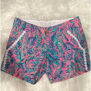 Lilly Pulitzer Callahan pink sunset Cocoa breeze shorts size 00 pink blue preppy